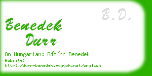 benedek durr business card